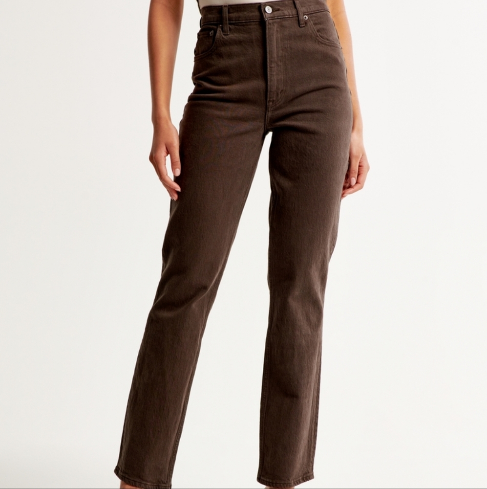 Brown 90s straight ultra high rise jeans